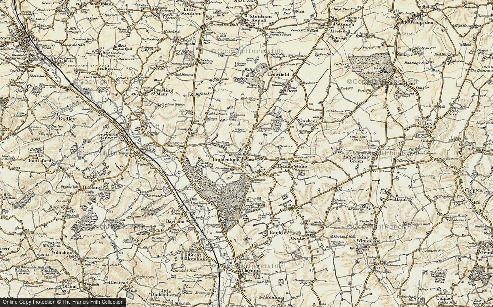 Old Map of Coddenham, 1898-1901 in 1898-1901
