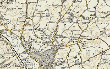 Old map of Coddenham in 1898-1901