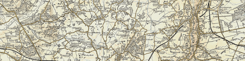 Old map of Coddington in 1899-1901