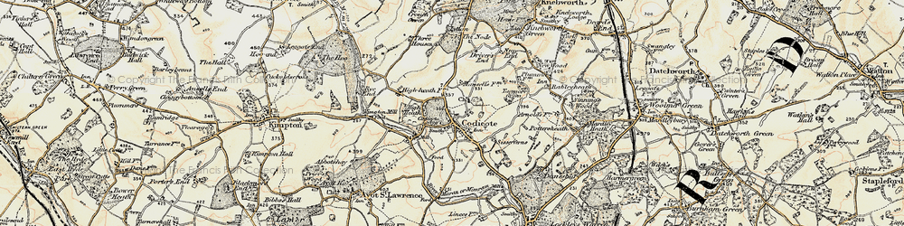 Old map of Codicote in 1898-1899