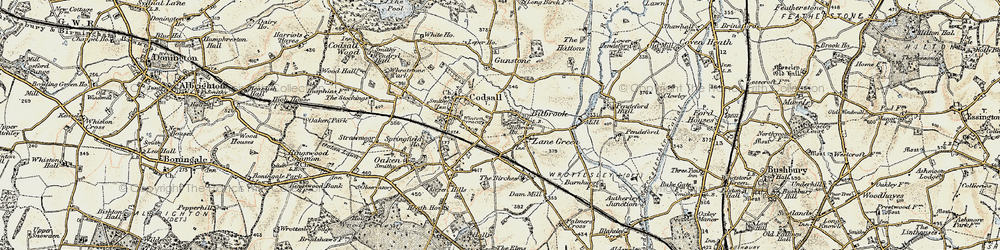 Old map of Codsall in 1902