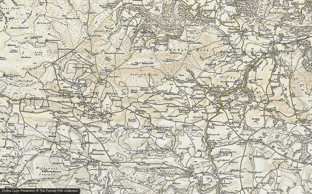Old Map of Historic Map covering Langdon's Way in 1900