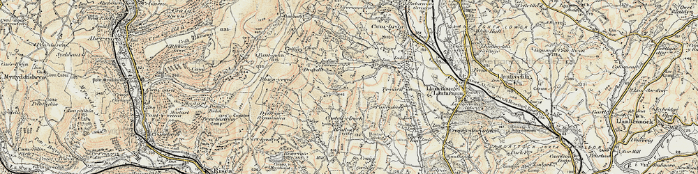 Old map of Coed Eva in 1899-1900