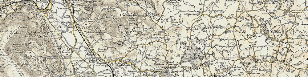 Old map of Coed Morgan in 1899-1900