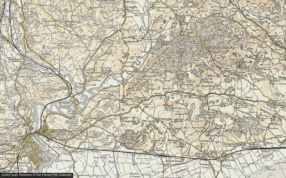 Old Map of Historic Map covering Kemeys Inferior in 1899-1900