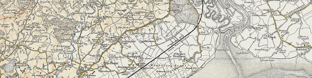 Old map of Coedkernew in 1899-1900