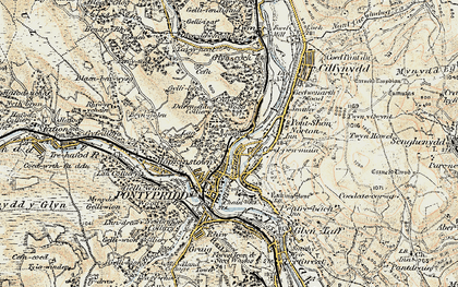 Old map of Coedpenmaen in 1899-1900