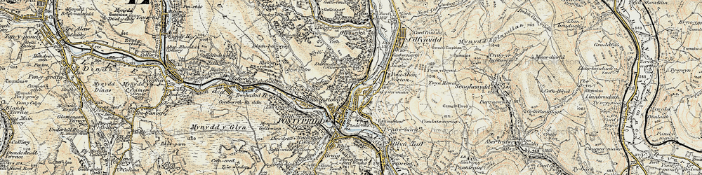 Old map of Coedpenmaen in 1899-1900
