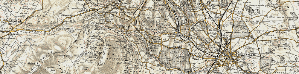 Old map of Coedpoeth in 1902-1903
