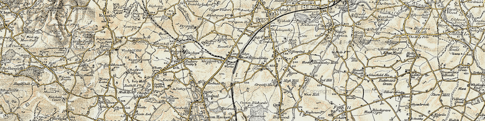 Old map of Cofton Common in 1901-1902
