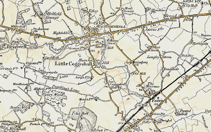 Old map of Coggeshall Hamlet in 1898-1899