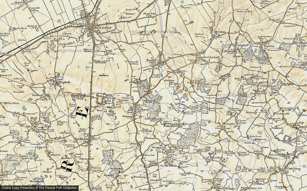 Old Map of Historic Map covering Barkway Hill in 1898-1901