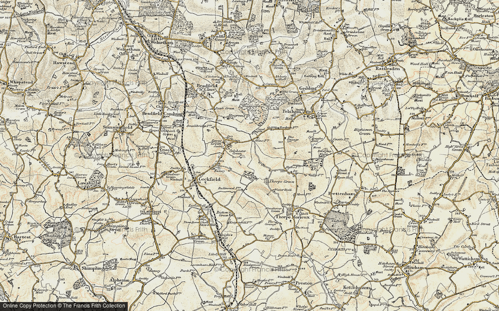 Old Map of Historic Map covering Bull's Wood in 1899-1901