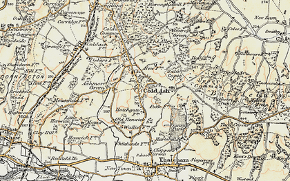 Old map of Cold Ash in 1897-1900