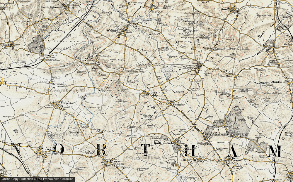 Old Map of Cold Ashby, 1901-1902 in 1901-1902