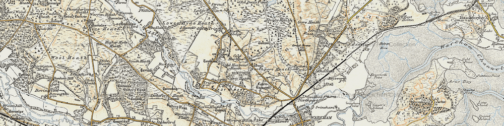 Old map of Cold Harbour in 1899-1909