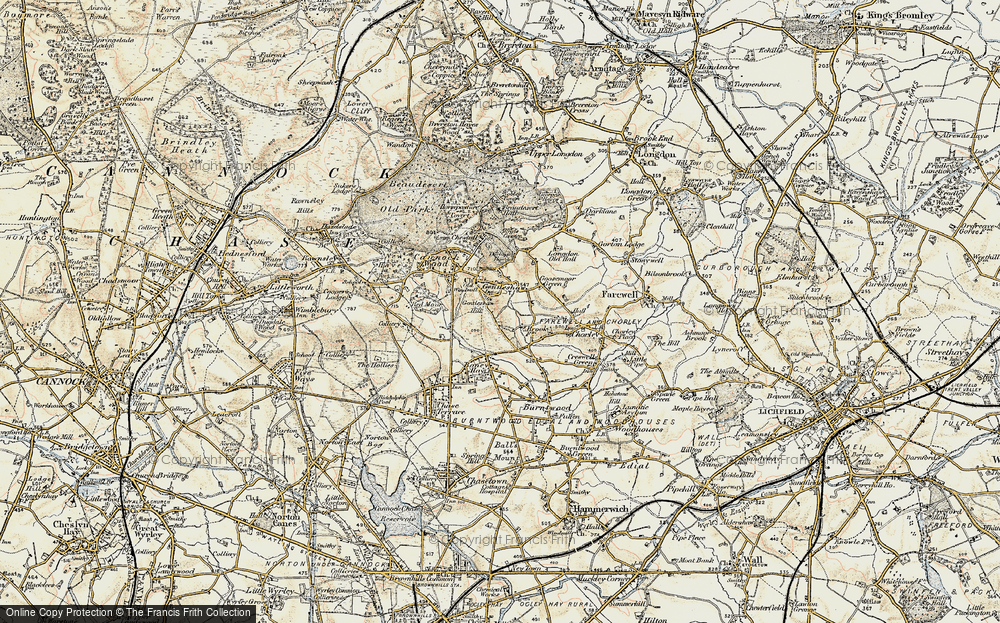 Old Map of Cold Well, 1902 in 1902