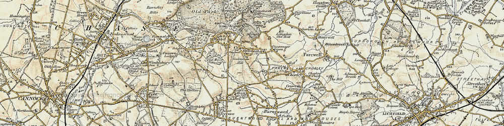 Old map of Cold Well in 1902
