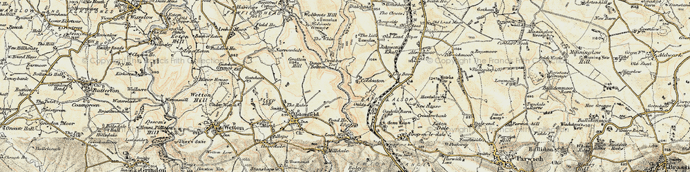 Old map of Wolfscote Dale in 1902-1903