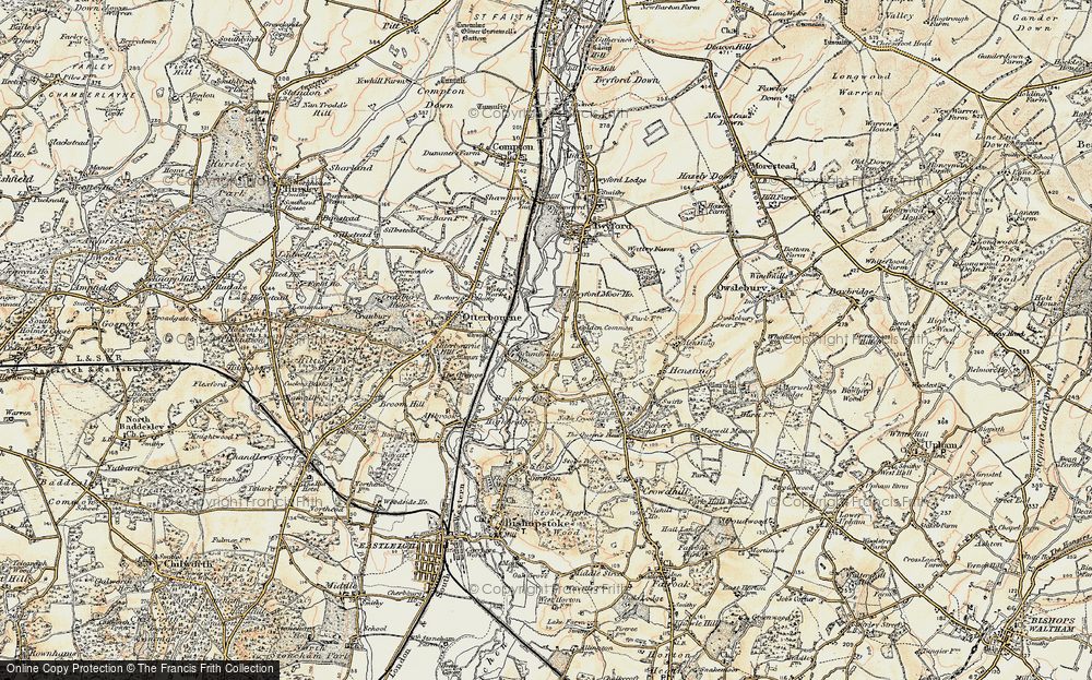 Old Map of Historic Map covering Twyford Moors in 1897-1909