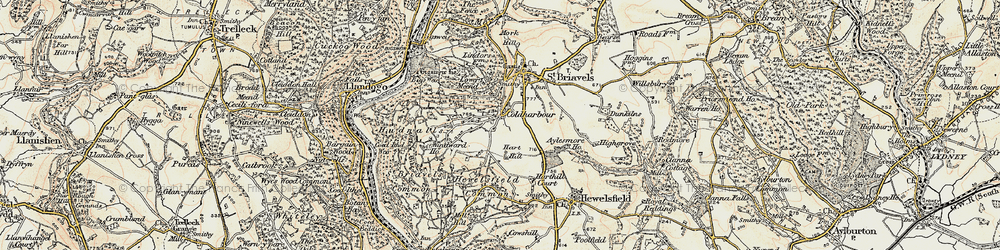 Old map of Coldharbour in 1899-1900
