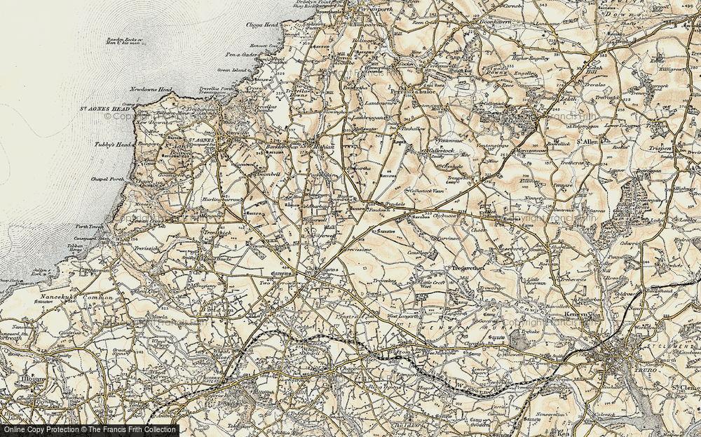 Old Map of Historic Map covering Four Burrows in 1900