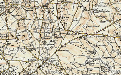 Old map of Four Burrows in 1900