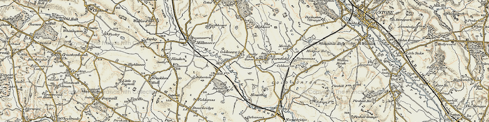 Old map of Coldmeece in 1902