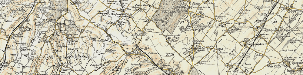 Old map of Coldred in 1898-1899