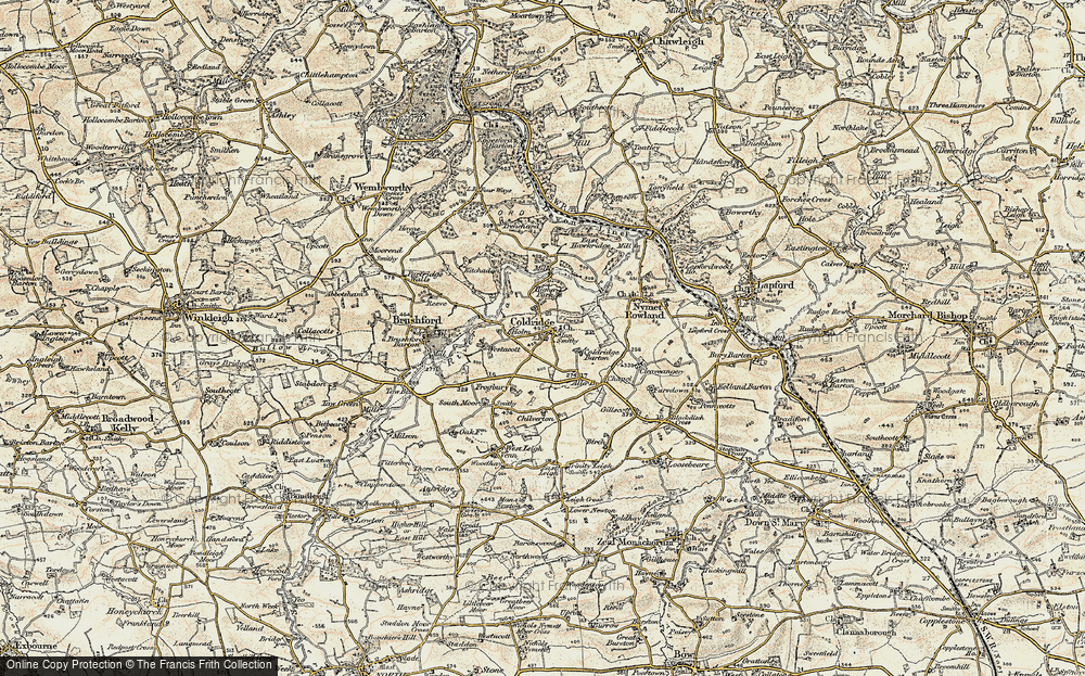 Old Map of Historic Map covering Aller Br in 1899-1900