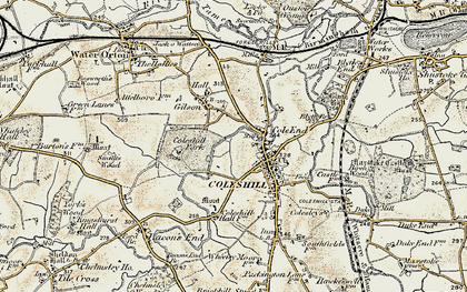 Old map of Cole End in 1901-1902