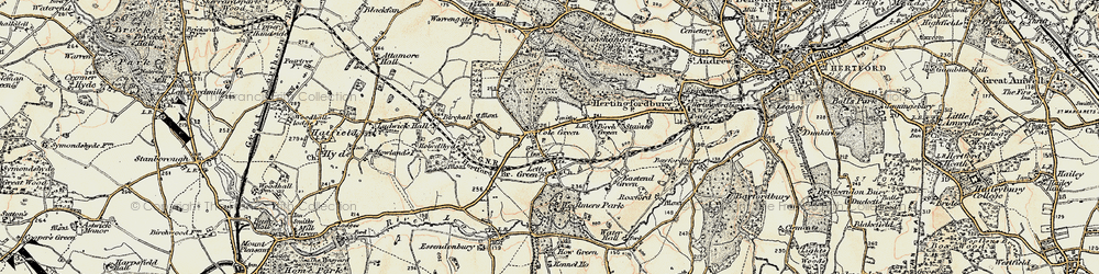 Old map of Cole Green in 1898