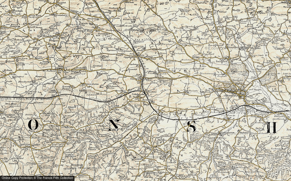 Old Map of Historic Map covering Brocks Cross in 1899-1900