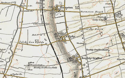 Old map of Boothby Graffoe Low Fields in 1902-1903