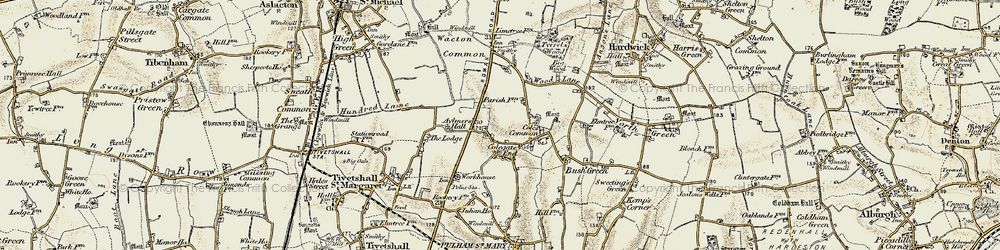 Old map of Colegate End in 1901-1902