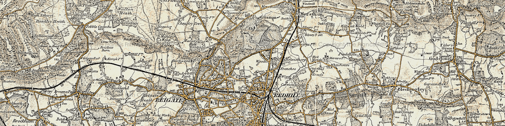 Old map of Coles Meads in 1898-1909