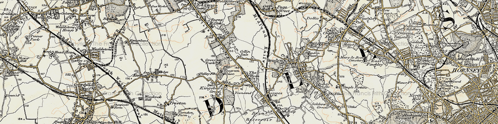 Old map of Colindale in 1897-1898