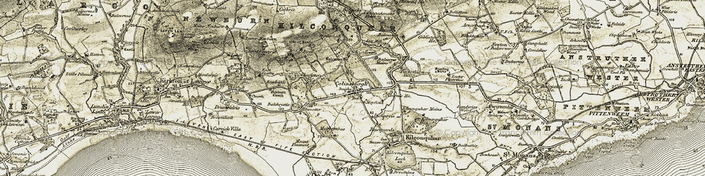 Old map of Balniel in 1903-1908