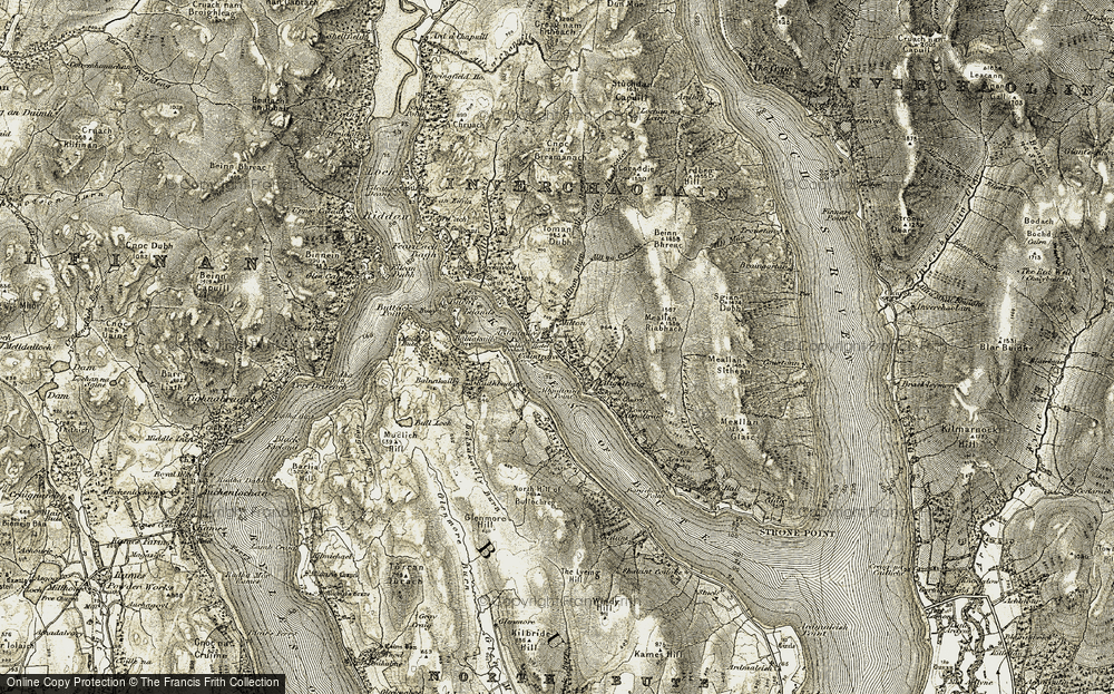 Old Map of Historic Map covering Bàgh Fearnoch in 1905-1907