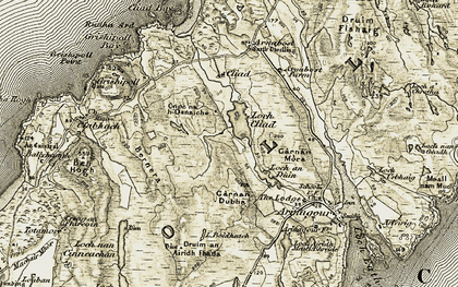 Old map of Bernera in 1906-1911