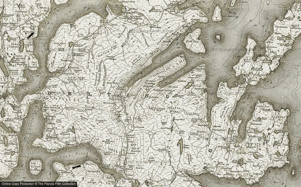 Old Map of Historic Map covering West Taing in 1912