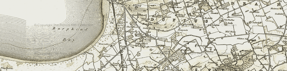 Old map of Bank of Roseisle in 1910-1911
