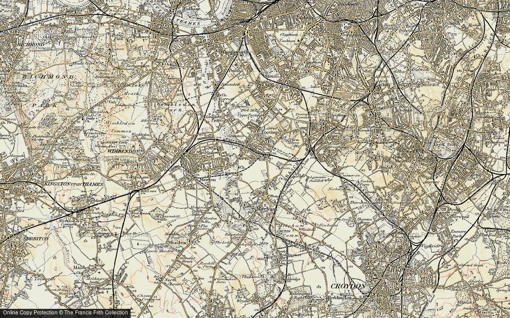 Old Map of Collier's Wood, 1897-1909 in 1897-1909