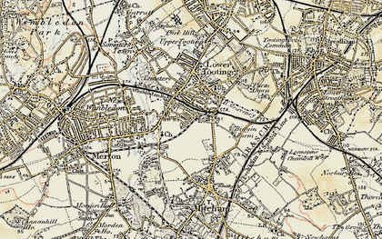 Old map of Collier's Wood in 1897-1909