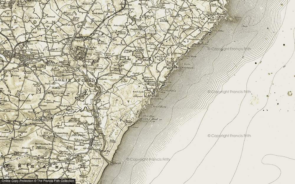Old Map of Collieston, 1909-1910 in 1909-1910