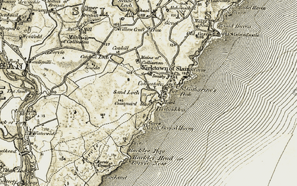 Old map of Collieston in 1909-1910