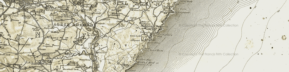 Old map of Collieston in 1909-1910