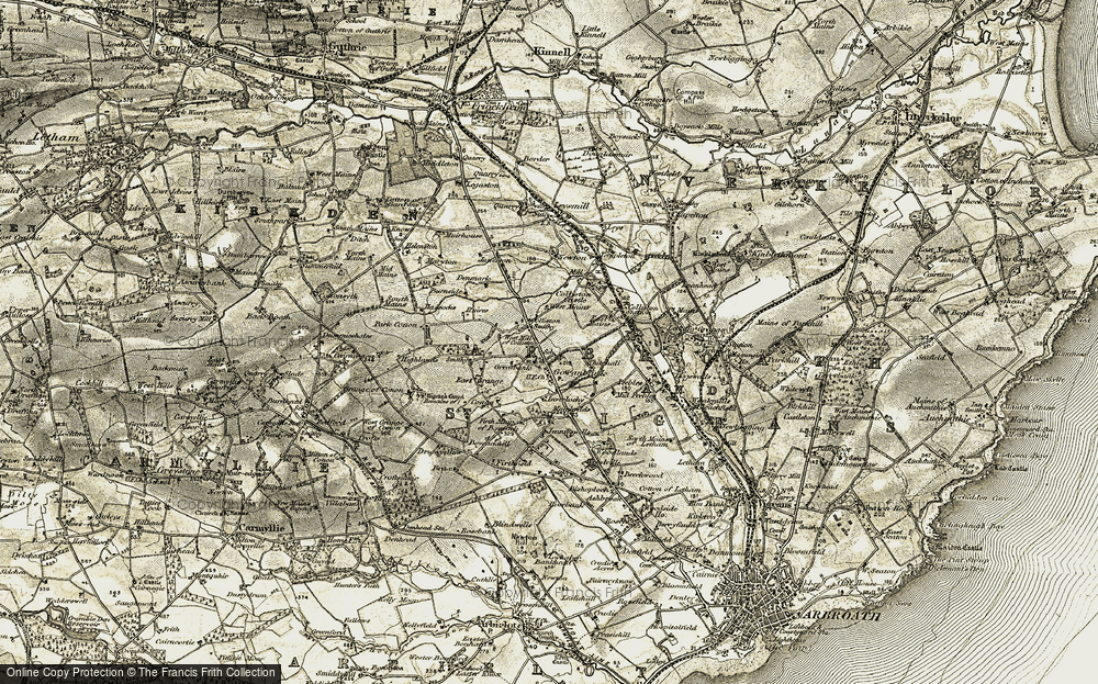 Old Map of Historic Map covering Whitehall in 1907-1908