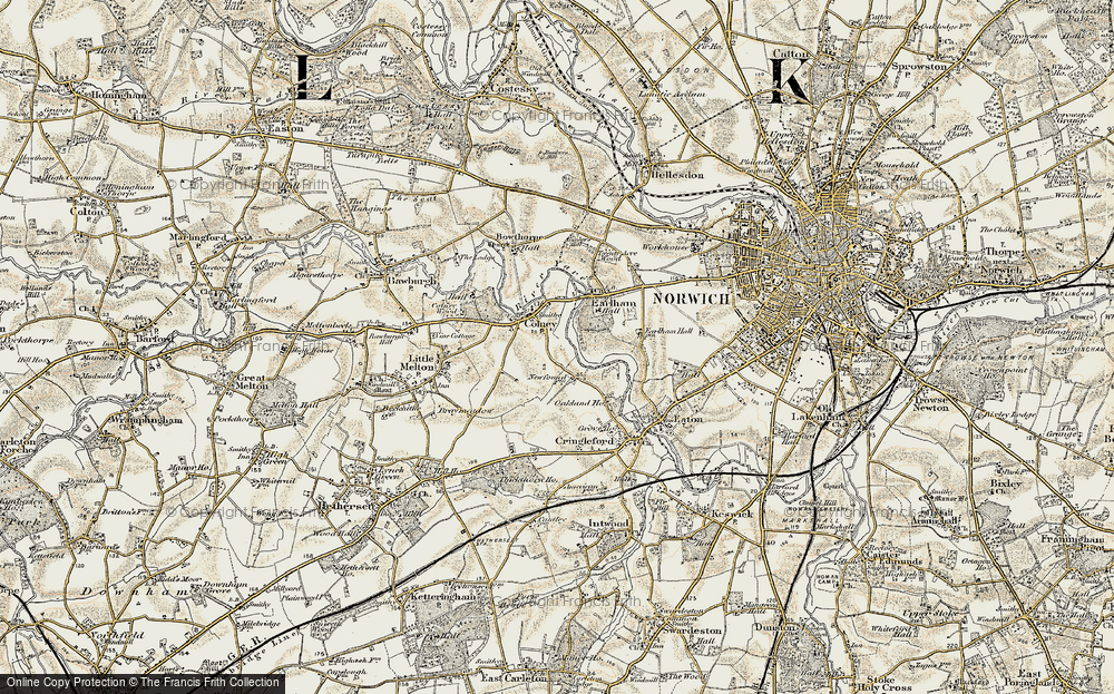 Old Map of Colney, 1901-1902 in 1901-1902
