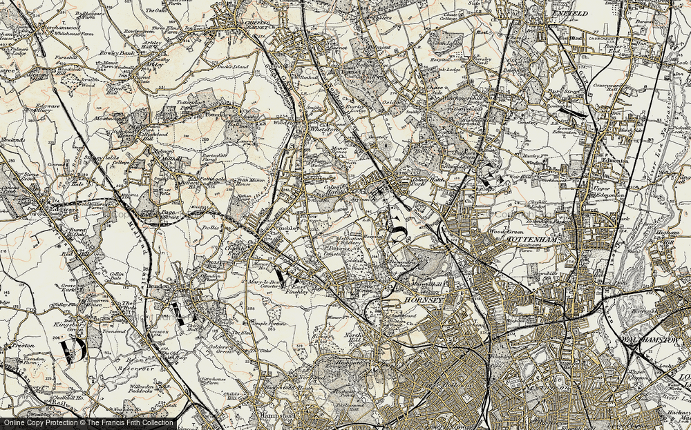 Old Map of Colney Hatch, 1897-1898 in 1897-1898